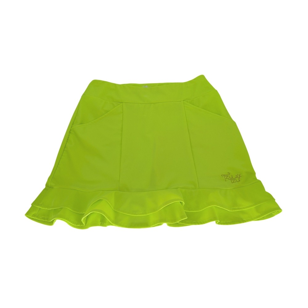 Tzu Tzu Stella Skort Womens M Lime-A-Rita Neon Yellow Ruffle UPF 50+ Golf Tennis